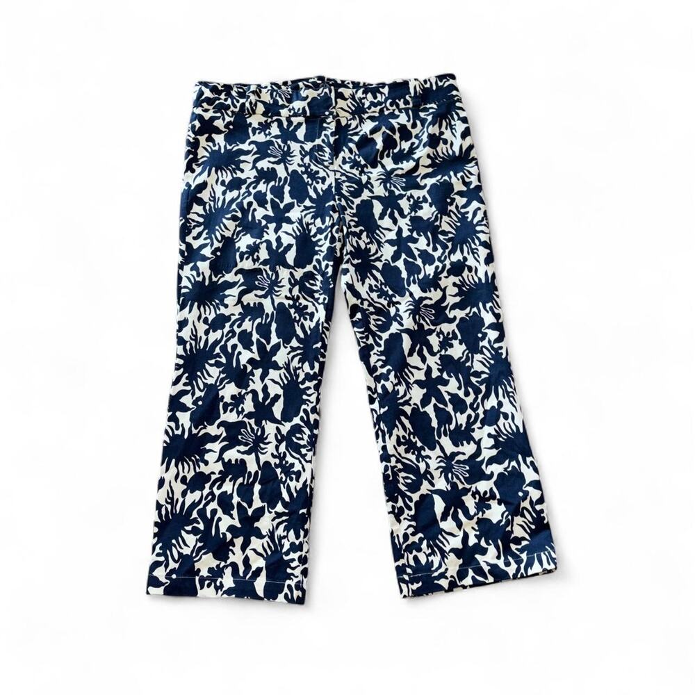 Elizabeth Wilson size 12 Navy blue floral print capri pants
